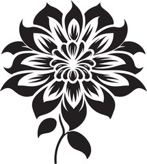 Bold Bloom Monochrome Emblematic Vector Thick Petal Frame Black Design Symbol