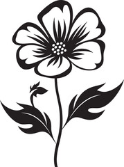 Simple Bloom Framework Monochrome Vector Emblem Thickened Blossom Design Black Symbolic Frame
