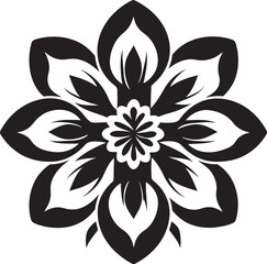 Botanical Stroke Black Iconic Flower Design Simple Bloom Framework Monochrome Vector Emblem