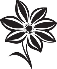 Thick Floral Silhouette Black Logo Simple Petal Symbol Monochrome Icon