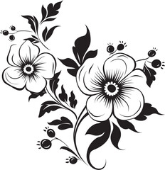 Simple Bloom Contour Monochrome Logo Bold Floral Structure Black Emblem