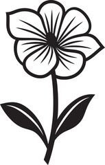 Artistic Petal Sketch Hand Drawn Vector Symbol Simple Doodle Flower Monochrome Emblematic Icon