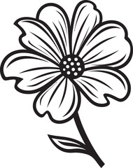 Expressive Hand Drawn Bloom Black Vector Sketch Freehand Sketchy Floral Monochrome Designated Emblem