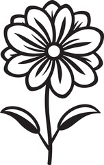 Expressive Doodle Flower Monochrome Designated Icon Simple Sketchy Petal Black Hand Drawn Logo