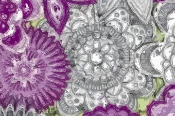 Oil painting and various flowers, chrysanthemums, beautiful wedding illustrations