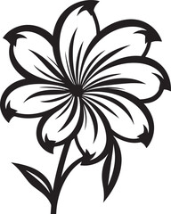 Scribbled Blossom Monochrome Sketch Emblem Whimsical Petal Sketch Black Vector Symbol