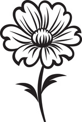 Expressive Floral Sketch Black Vectorized Symbol Freehand Blossom Design Monochrome Sketch Emblem