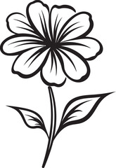 Freehand Blossom Design Monochrome Sketch Emblem Whimsical Petal Doodle Black Designated Icon