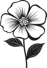 Handcrafted Floral Outline Black Emblematic Sketch Casual Doodle Petal Monochrome Iconic Design