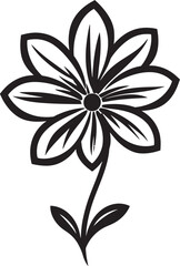 Whimsical Blossom Sketch Black Design Icon Hand Rendered Floral Charm Monochrome Emblematic Sketch