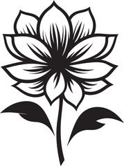 Hand Rendered Floral Charm Monochrome Emblematic Sketch Simple Sketch Flower Black Vectorized Symbol