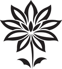 Hand Rendered Bloom Icon Monochrome Emblem Icon Artistic Flower Sketch Hand Drawn Vector Icon