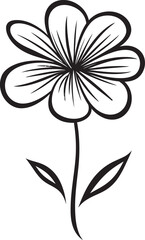 Casual Blossom Sketch Monochrome Emblematic Icon Handcrafted Sketch Flower Black Vector Emblem