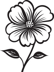 Obraz premium Scribbled Floral Outline Monochrome Designated Icon Freehand Vectorized Petal Black Sketch Icon