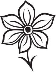 Obraz premium Handcrafted Petal Doodle Black Vectorized Icon Playful Blossom Sketch Monochrome Design Emblem