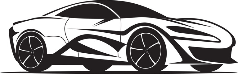 Eco Friendly Ride Monochrome Iconic Design Advanced EV Sedan Concept Black Symbolic Logo