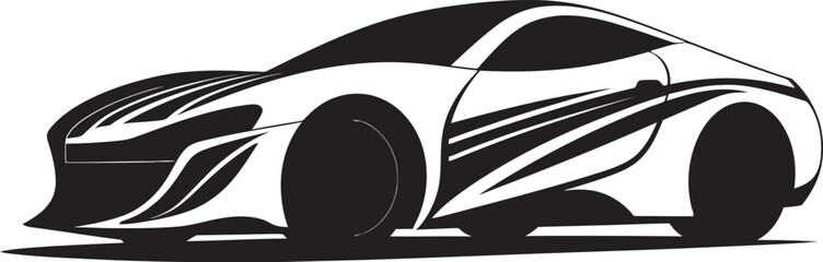 Smart Electric Transport Black Emblematic Design Contemporary EV Sedan Monochrome Designated Logo