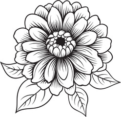 Artistic Flower Impression Vector Monotone Botanical Stylish Emblem Iconic Art