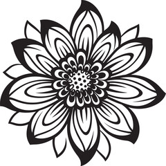 Artistic Bloom Emblem Stylish Iconography Sleek Flower Vector Black Logo Design