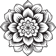 Graceful Bloom Element Monochrome Logo Singular Petal Symbolism Iconic Art