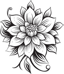 Ethereal Flower Vector Black Symbol Sleek Floral Icon Monochrome Emblem