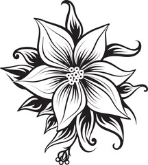 Minimalistic Bloom Symbol Iconic Design Elegant Floral Element Monochrome Design