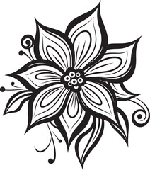 Elegant Petal Vector Iconic Symbol Detail Monochrome Bloom Artistry Emblematic Detail