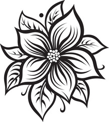 Sleek Floral Emblem Iconic Monotone Detail Chic Petal Design Black Icon Detail