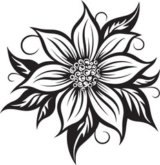 Graceful Flower Vector Black Signature Detail Minimalistic Bloom Symbol Iconic Design Detail