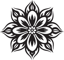 Elegant Floral Element Monochrome Design Detail Sleek Petal Emblem Iconic Monotone Detail