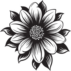 Chic Flower Accent Black Vector Symbol Artistic Bloom Impression Monochrome Logo