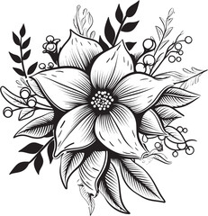 Delicate Flower Impression Vector Art Chic Monochrome Petal Emblematic Icon
