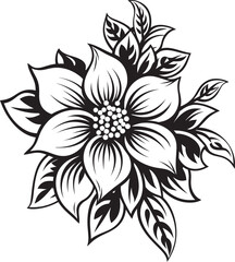 Minimalistic Bloom Symbol Iconic Design Elegant Floral Element Monochrome Emblem
