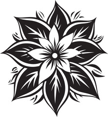 Stylish Monochrome Bloom Vector Iconic Grace Ethereal Flower Impression Emblematic Design