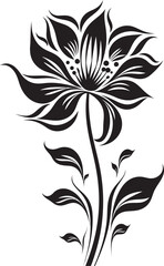Elegant Floral Element Stylish Emblem Mark Chic Petal Symbol Monochrome Icon Detail