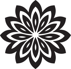 Chic Flower Detail Iconic Emblem Mark Monochrome Floral Icon Stylish Vector Detail
