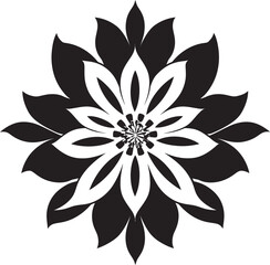 Singular Petal Emblem Emblematic Icon Mark Artistic Floral Emblem Monochrome Detail