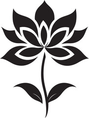 Elegant Floral Emblem Monochrome Icon Detail Sleek Bloom Mark Stylish Emblematic Detail