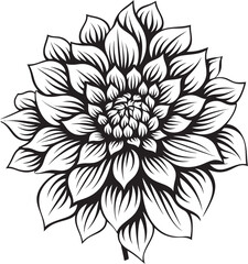 Botanical Monotone Emblematic Design Graceful Bloom Silhouette Iconic Symbol