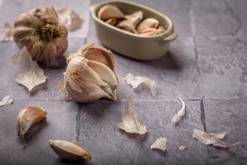 fresh garlic cloves and bulb 