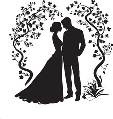 Wedded Roses Monochrome Iconic Mark Floral Harmony Vector Emblematic Detail
