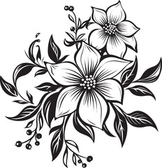 Chilled Floral Impression Vector Emblematic Mark Frost kissed Bloom Design Monochrome Icon