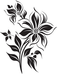 Frosty Petal Impressions Stylish Vector Wintry Flower Sketch Monochrome Emblem