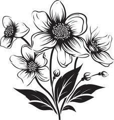 Chill kissed Blossoms Vector Emblematic Symbol Snowy Garden Sketch Monochrome Iconic Mark