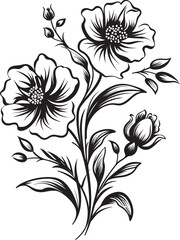 Arctic Winter Blooms Black Emblematic Detail Whimsical Snow Petals Vector Monochrome Icon