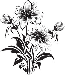 Whimsical Snow Petals Stylish Black Emblem Snowflake Blossom Sketch Elegant Iconic Mark