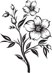 Whimsical Snowfall Petals Black Vector Icon Frosty Flower Sketch Stylish Monochrome Design