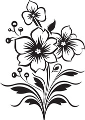 Obraz premium Snowy Bloom Impression Monochrome Vector Mark Chilled Winter Garden Sketch Stylish Icon