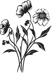 Snowfall Floral Sketch Black Emblematic Mark Winter Petal Mark Stylish Vector Emblem