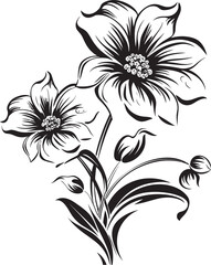 Frozen Blossom Impression Monochrome Iconic Symbol Whimsical Winter Art Iconic Vector Icon
